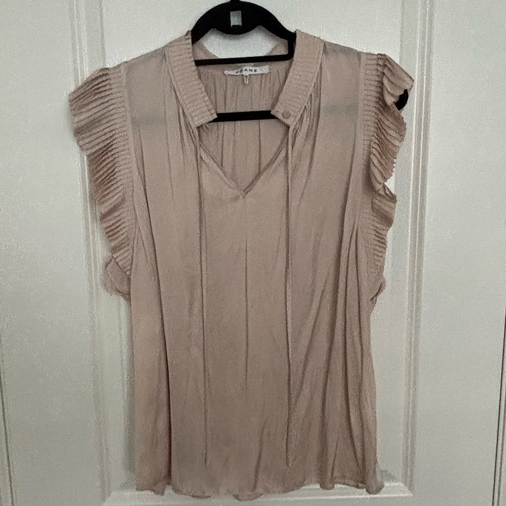 FRAME Cream Ruffle Sleeve Top - Sz. XL